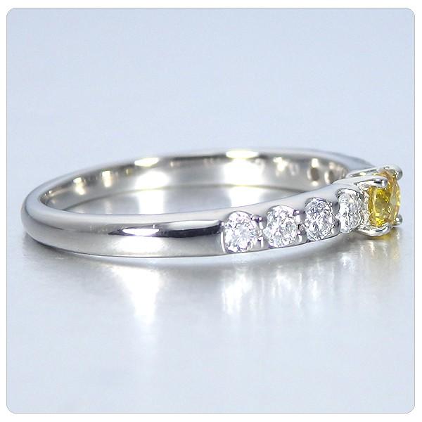 イエローダイヤ 指輪 プラチナ リング イエローダイヤモンド 0.162ct