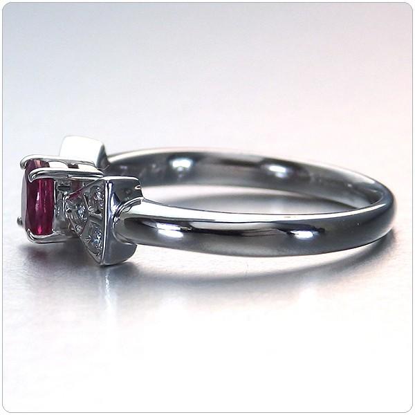 ルビー リボン リング 指輪 プラチナ 0.409ct ダイヤ 0.078ct 7月