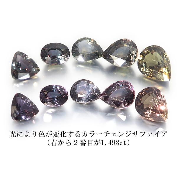 カラーチェンジサファイヤ 裸石 1.493ct 【中央宝石研究所ソーティング 