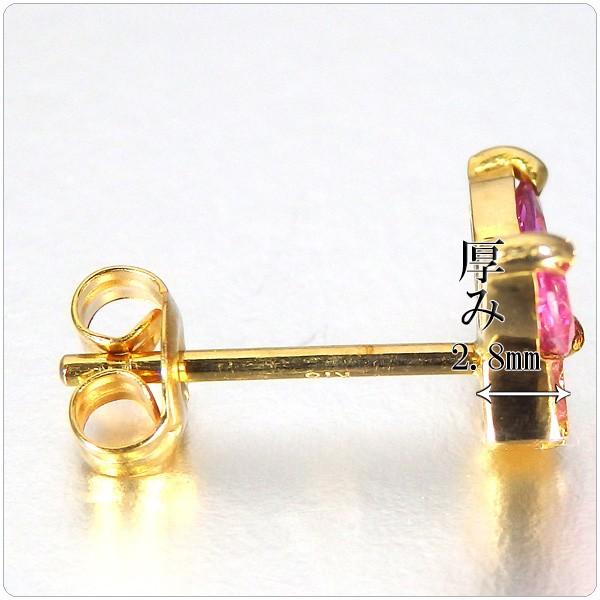 ピンクサファイヤ 蝶々 0.35ct×2 ダイヤ  0.096ct×2　K18 イエローゴールド　バタフライ ピアス【ピンクサファイヤ】  9月誕生石の画像