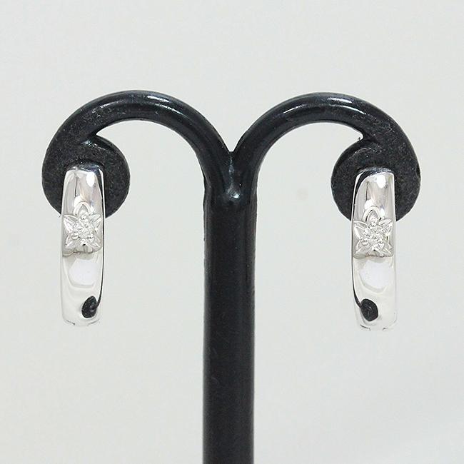 フープ ダイヤモンド 各0.01ct ピアス 14金ホワイトゴールド(K14WG  