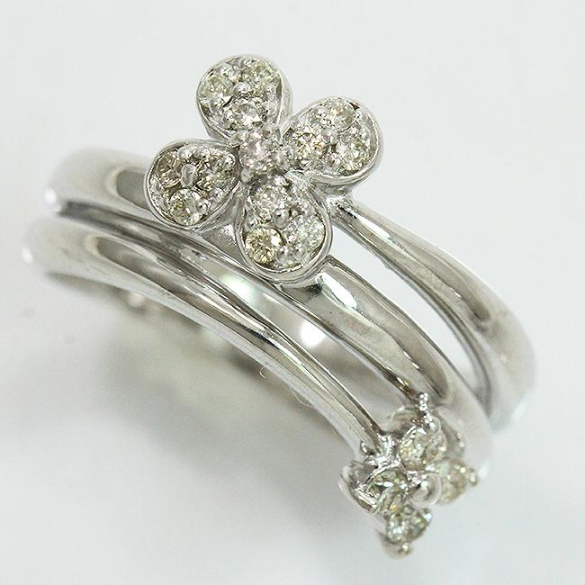 ピンキー ダイヤモンド 計0.20ct リング 4.5号 18金ホワイトゴールド 