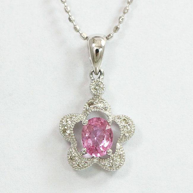 ネックレス ピンクサファイア/ダイヤモンド 18金ホワイトゴールド  