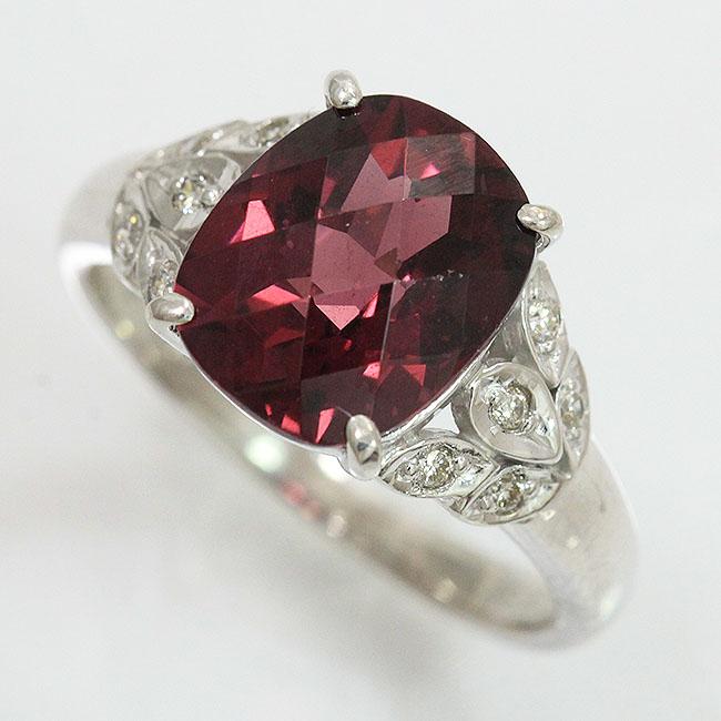 ロードライトガーネット 4.77ct/ダイヤモンド 計0.10ct リング 14号 18 