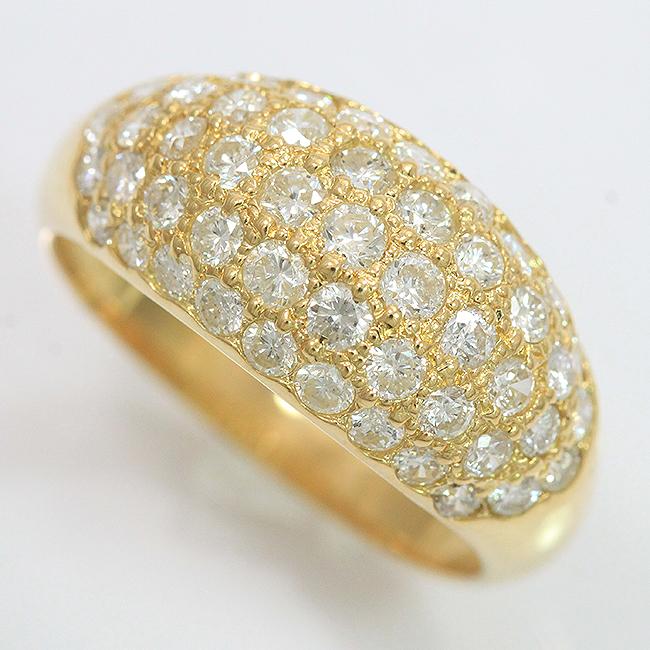 リング パヴェ ダイヤモンド 計1.47ct 15号 18金イエローゴールド 
