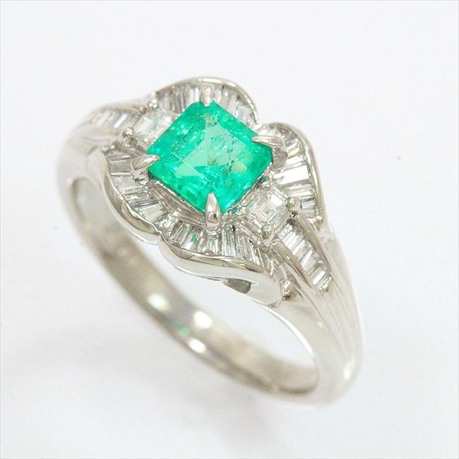 エメラルド 0.66ct/ダイヤモンド 計0.41ct リング 12号 プラチナ(Pt900 