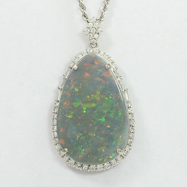 ネックレス オパール 24.20ct/ダイヤモンド 18金ホワイトゴールド  