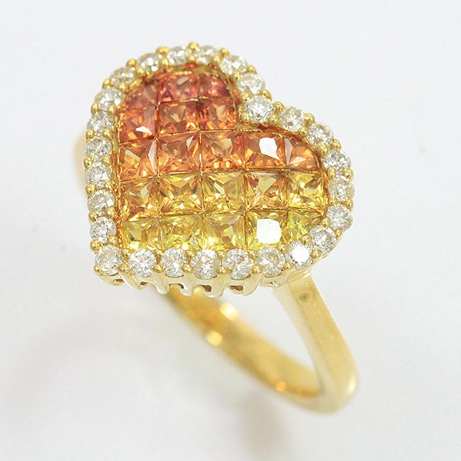 カラーサファイア 計1.20ct/ダイヤモンド 計0.38ct リング 11号 18金 