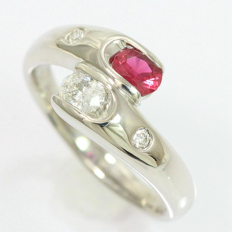 ルビー 0.37ct/ダイヤモンド 0.30ct 計0.05ct リング 17号 プラチナ  