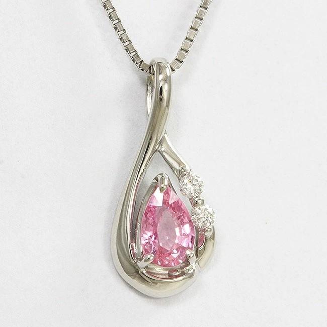 パパラチアサファイア 0.595ct/ダイヤモンド 計0.04ct ネックレス 