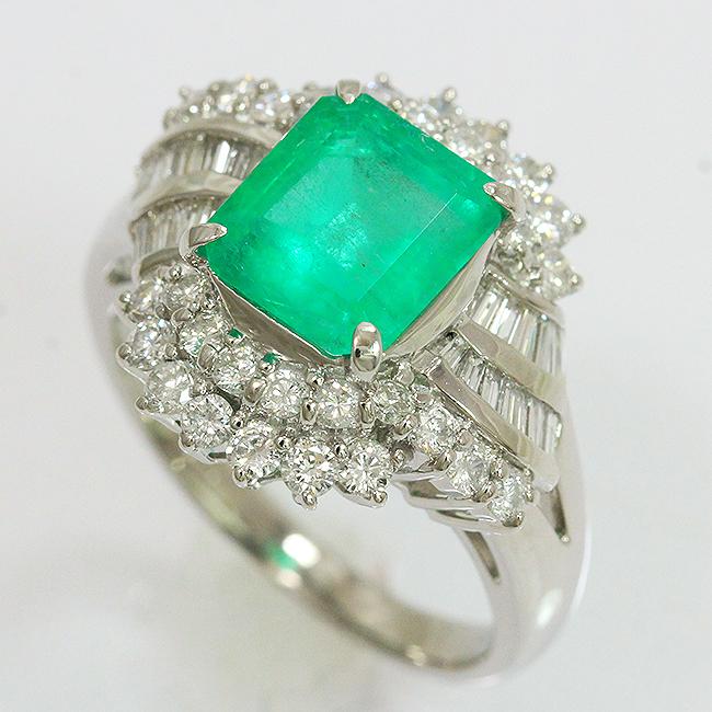 リング コロンビア産エメラルド゛ 2.43ct/ダイヤモンド 計1.10ct 14号 