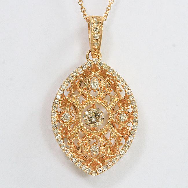 ダンシングストーン ダイヤモンド 計0.50ct ネックレス 18金ピンク