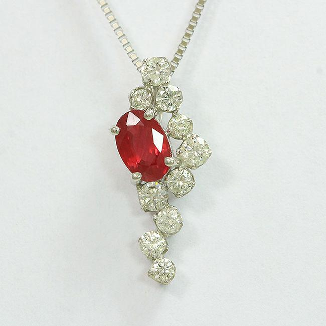 ルビー 0.50ct ダイヤモンド 計0.39ct ネックレス プラチナ(Pt850  