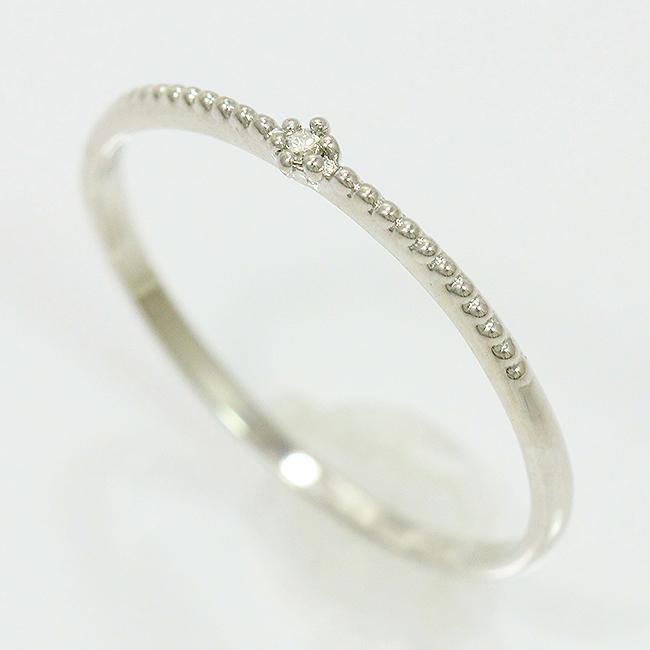 ダイヤモンド 0.01ct リング 13号 10金ホワイトゴールド(K10WG) 【中古 