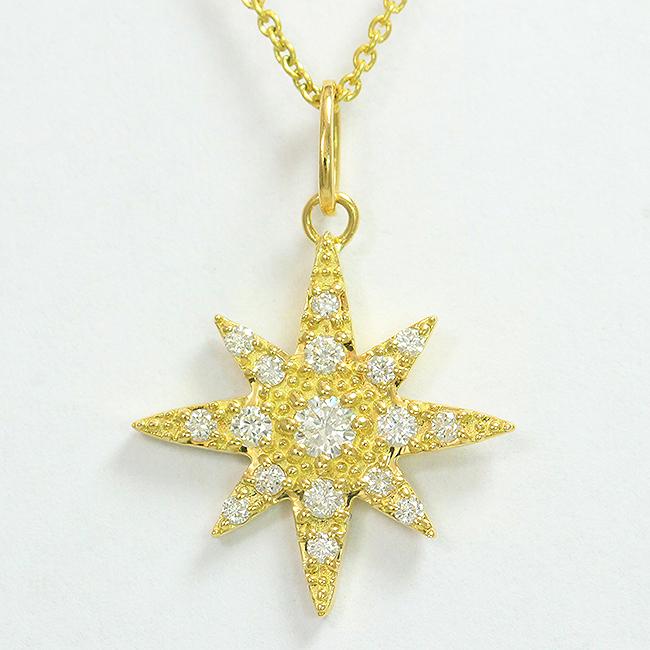 ダイヤモンド 計0.19ct ネックレス 18金イエローゴールド(K18YG 