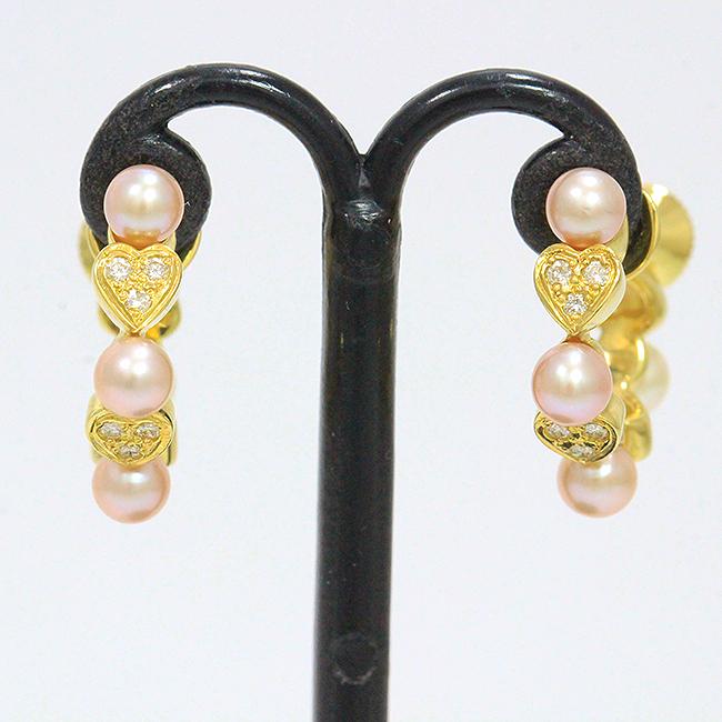 MIKIMOTO スパイラル ダングルイヤリング MIKIMOTO(ミキモト) イヤリング 真珠 ハート パール/ダイヤモンド 18金