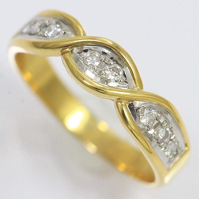 ダイヤモンド 計0.15ct リング 12号 18金イエローゴールド(K18YG 