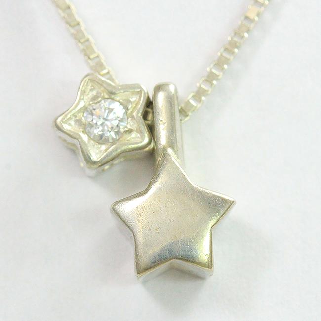STAR JEWELRY pt925 ダイヤモンド　ネックレス　新品未使用 STAR JEWELRY(スタージュエリー) ネックレス シルバー(SV925) 【中古