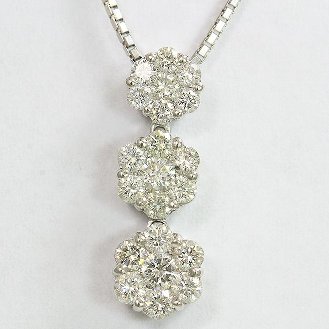 ダイヤモンド 計1.00ct ネックレス 18金ホワイトゴールド(K18WG 