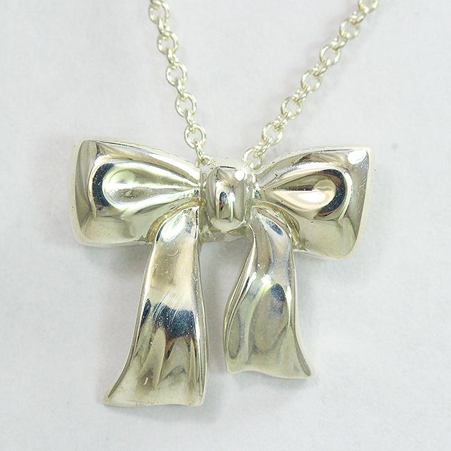 ジャンク　TIFFANY&Co　ティファニー　SV925　パフリボン　ネックレス Tiffany&Co.(ティファニー) ネックレス リボン シルバー(SV925) 【中古