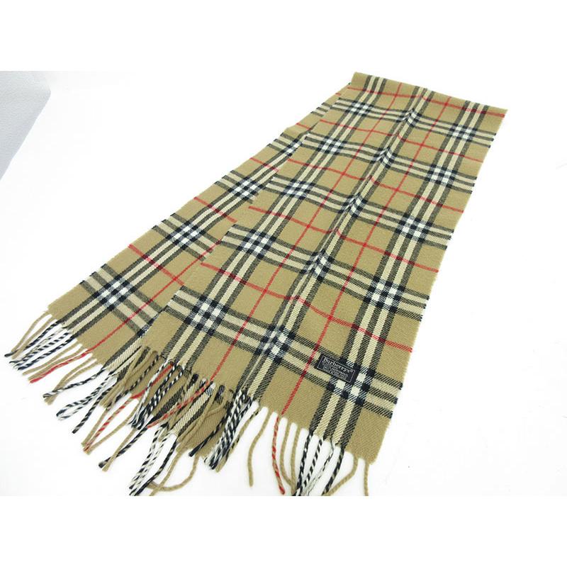 BURBERRY(バーバリー) チェック マフラー ベージュ ラムウール100 ...