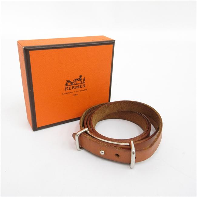 HERMES(エルメス) アピ2 ブレスレット 茶 ブラウン シルバー金具 HERMES(エルメス) アピ2 ブレスレット 茶 ブラウン シルバー金具