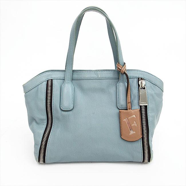 FURLA(フルラ) ハンドバッグ トート 水色系 レザー/ 【ブランド FURLA(フルラ) ハンドバッグ トート 水色系 レザー/ 【ブランド