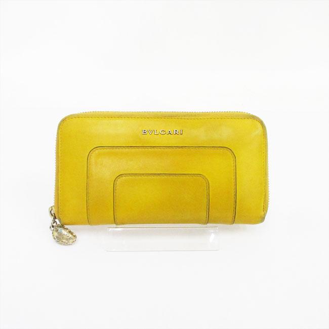 BVLGARI レザー長財布 ネイビー/イエロー BVLGARI(ブルガリ) セルペンティ 長財布 黄色 イエロー レザー