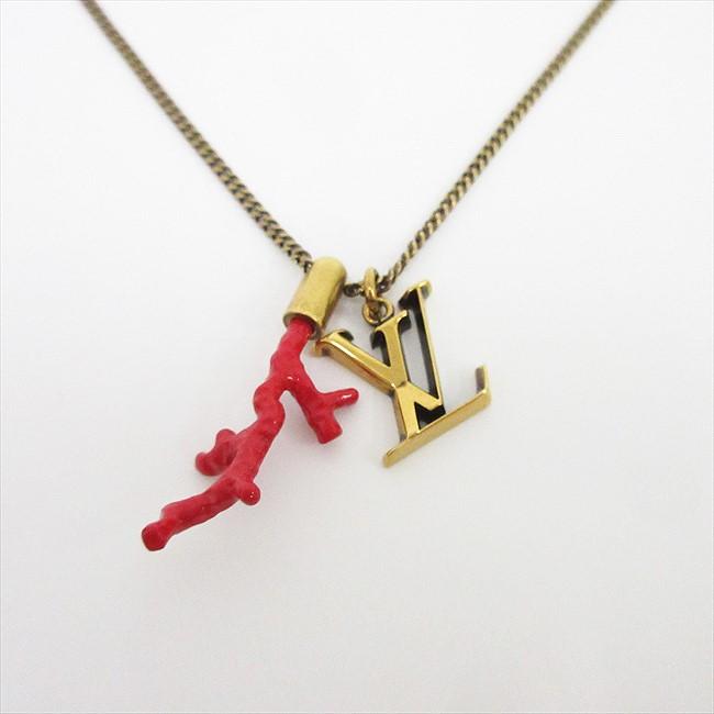 LOUIS VUITTON(ルイヴィトン) ネックレス LVイニシャル サンゴモチーフ
