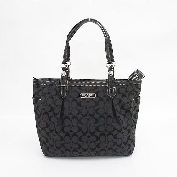 ✨良品 COACH コーチ ハンドバッグ シグネチャー キャンバス ブラック COACH(コーチ) シグネチャー トートバッグ F15156 黒 ブラック