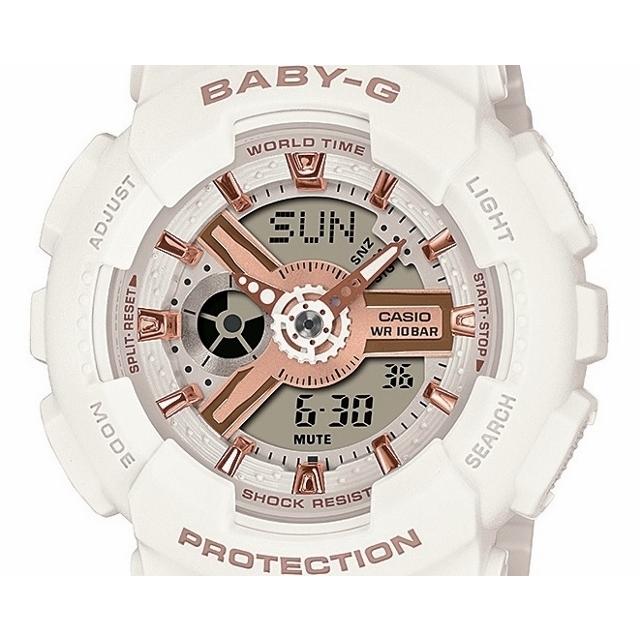 メンズライクなビッグケース CASIO BABY-G レディースクオーツ 10気圧防水 ラウンド アナデジ ホワイト×ピンクゴールド BA-110XRG-7AJF｜jewelry-watch-bene｜03