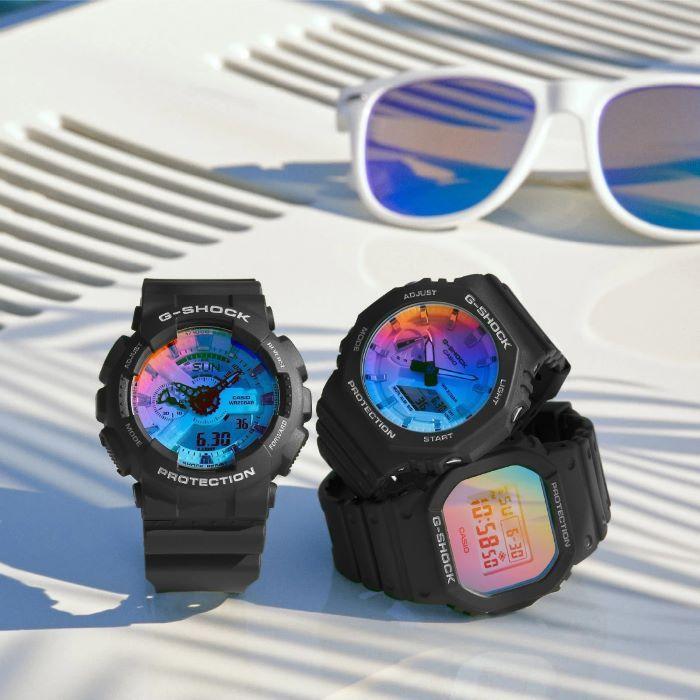 '22-6 新製品 角型 レインボー/虹色 クレジットカード決済のみ CASIO G-SHOCK スクエアデジタル クオーツ Iridescent  Color ブラック DW-5600SR-1JF