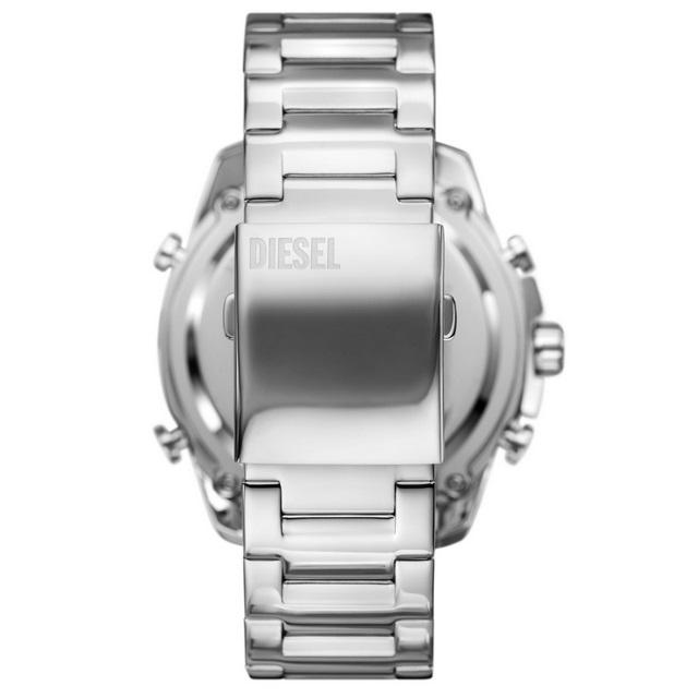 正規新品 超大型51mm径 丸型ケース DIESEL MEGA CHIEF メンズクオーツ ラウンド アナログデジタル ステンレス 10気圧防水 シルバー ブラック反転液晶 DZ4648｜jewelry-watch-bene｜05