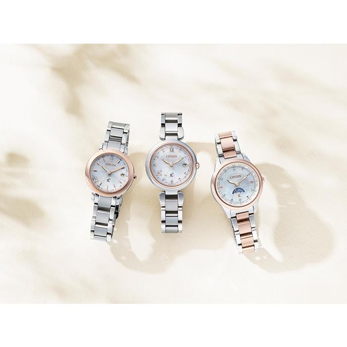 日本製 レディースソーラー電波 CITIZEN xC Floret Diamond model [mizu] シルバー×サクラピンク ES9466-65W｜jewelry-watch-bene｜08