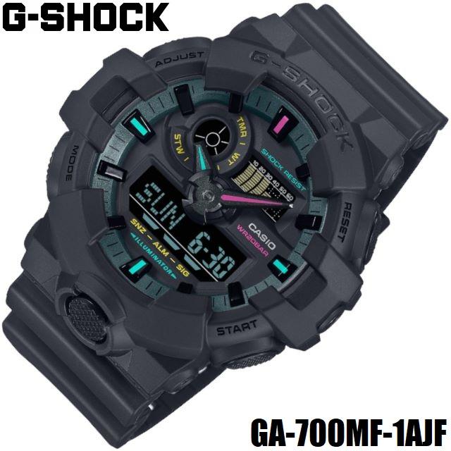 '24-4  正規新品 Multi-Fluorescent 3Dケース CASIO G-SHOCK アナデジ クオーツ フロントボタン ブラック 蛍光カラー GA-700MF-1AJF｜jewelry-watch-bene｜02