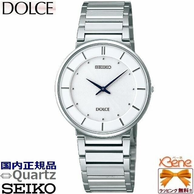 SEIKO DOLCE メンズクオーツウォッチ 高精度:年差±10秒 薄型 ラウンド/丸型 シルバー×ホワイト SACK015[Cal:4J40] 日本製｜jewelry-watch-bene