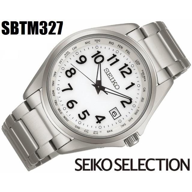 日本製 メンズソーラー電波 丸型 SEIKO SELECTION チタン サファイヤガラス アラビア数字 シルバー×ホワイト SBTM327｜jewelry-watch-bene｜02