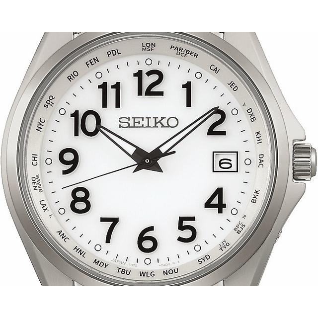 日本製 メンズソーラー電波 丸型 SEIKO SELECTION チタン サファイヤガラス アラビア数字 シルバー×ホワイト SBTM327｜jewelry-watch-bene｜03