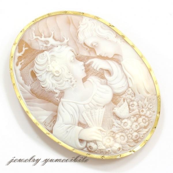 フラムーサ作 K18 シェルカメオ ブローチ