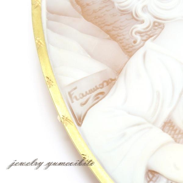 ★11時間以内発送★美品 フラムーサ作 K18 シェルカメオ ブローチ 【SK2404445644】(85212円)