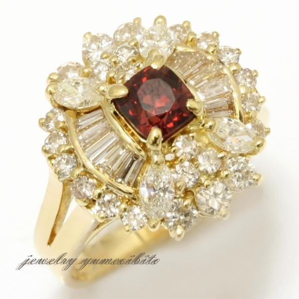 K18 ガーネット ダイヤモンド リング