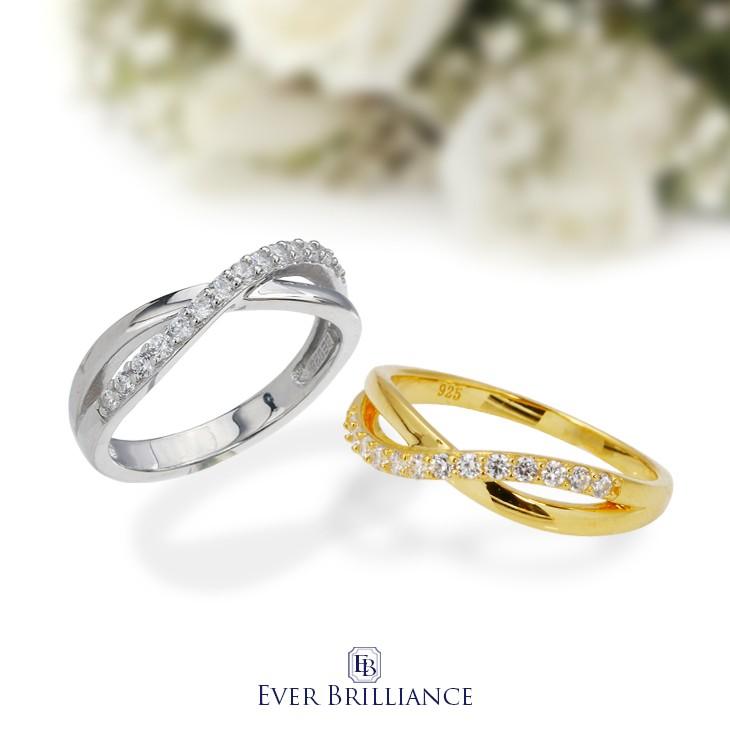 2カラー》クロスライン EVER BRILLIANCEカットジルコニア リング 指輪