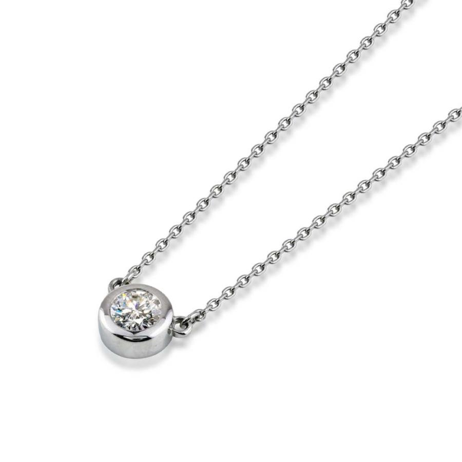 プラチナ 製 ラウンドベゼル モアサナイト ネックレス レディース