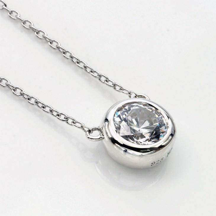 ネックレス レディース 女性用 EVER BRILLIANCEカットジルコニア ネックレス ベゼル 誕生日 ダイヤモンド cz プラチナ ゴールド 送料無料 ギフトの画像