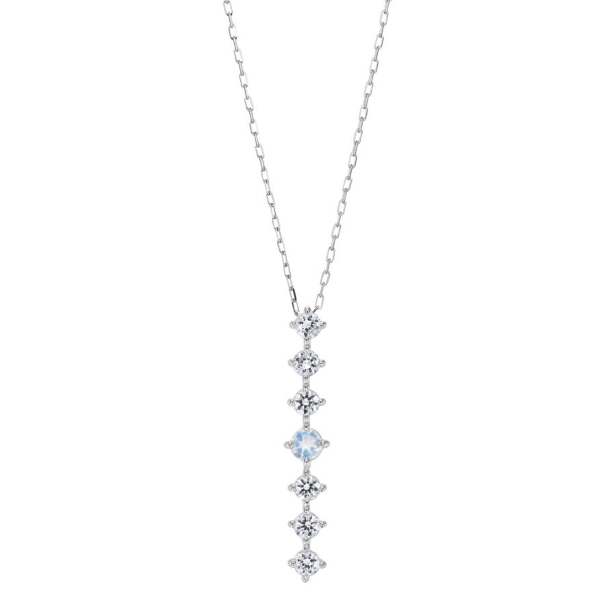 プラチナ ムーンストーン ダイヤモンド 0.24ct ペンダント ネックレス　6月誕生石 シンプル ストレートライン｜jewelrycraft-aqua｜08