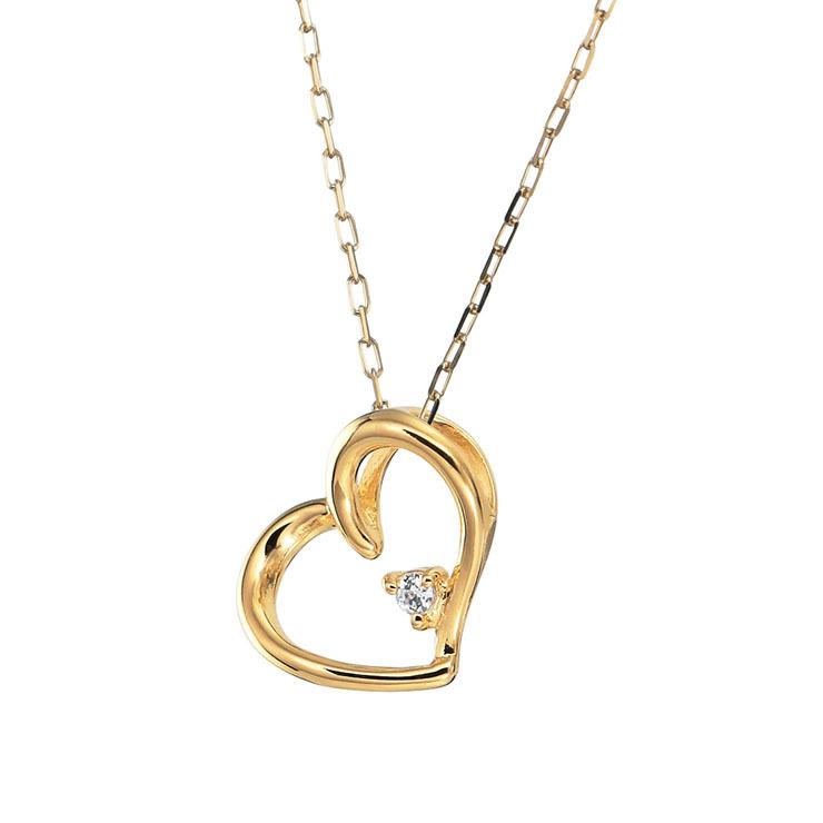 K10ゴールド 選べるゴールドカラー  ダイヤモンド 0.01ct ペンダント ネックレス シンプル ハート 4月誕生石｜jewelrycraft-aqua｜12