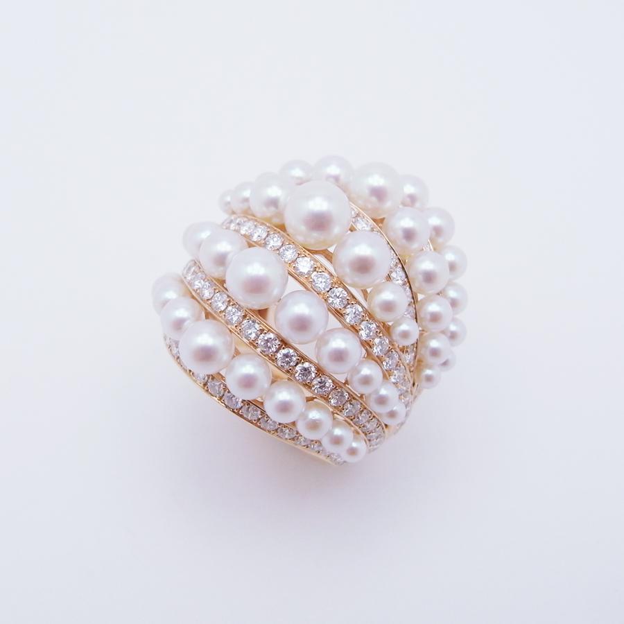 ケイテン アコヤ真珠 ダイヤモンド ツイスト リング 5.8-2.4mm 2.85ct
