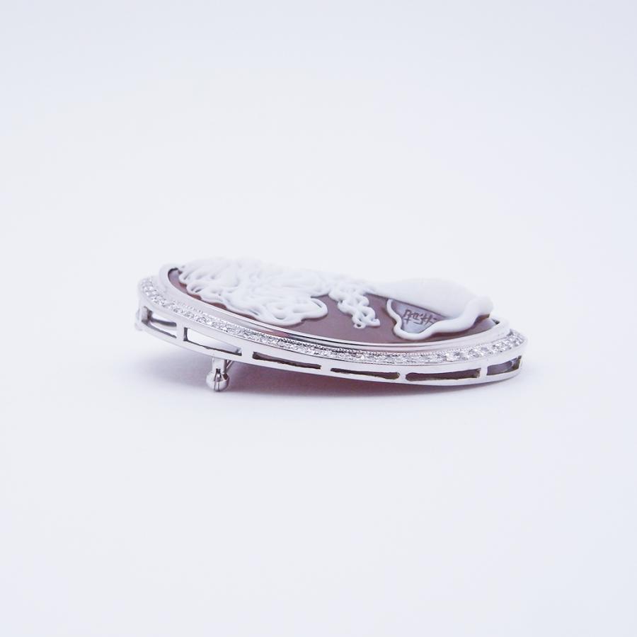 カルロ・パルラーティ シェルカメオ ダイヤモンド ブローチ 0.79ct