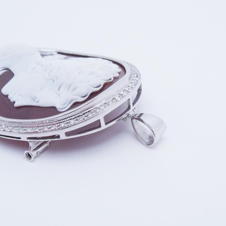 カルロ・パルラーティ シェルカメオ ダイヤモンド ブローチ 0.79ct