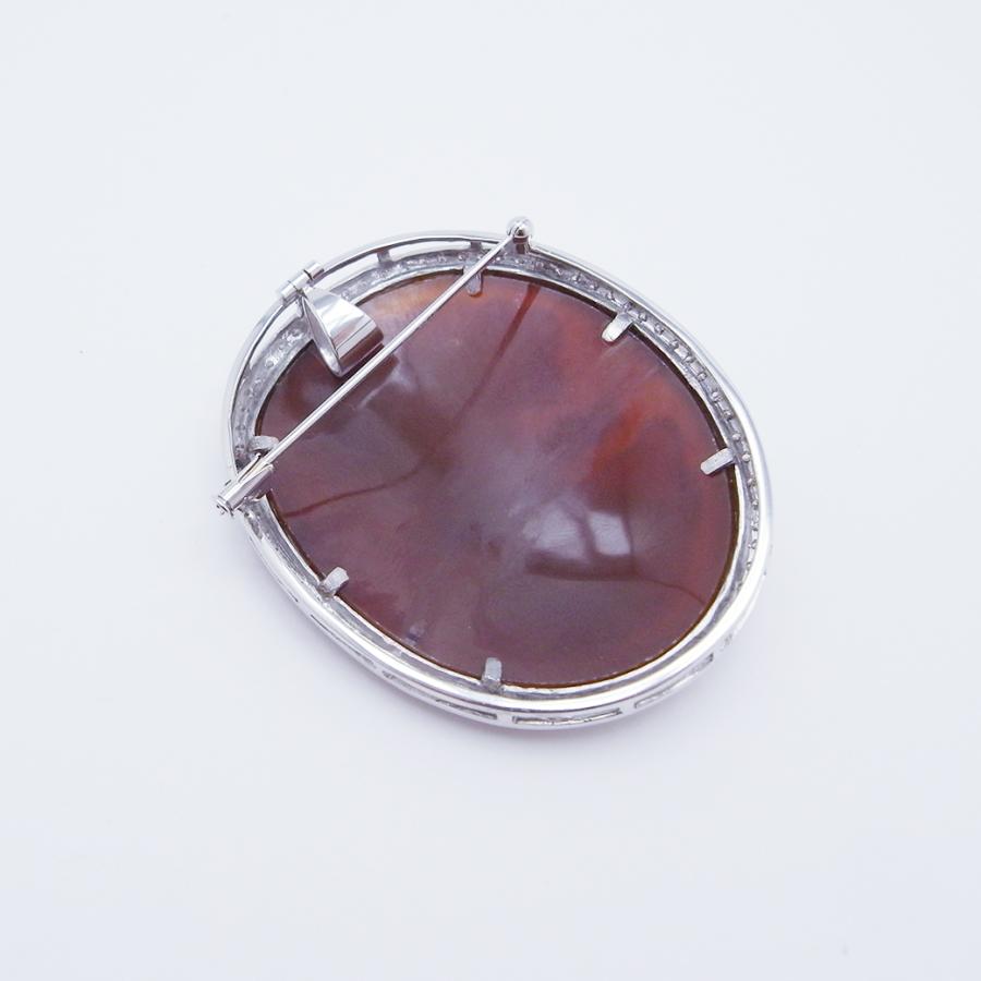 カルロ・パルラーティ シェルカメオ ダイヤモンド ブローチ 0.79ct